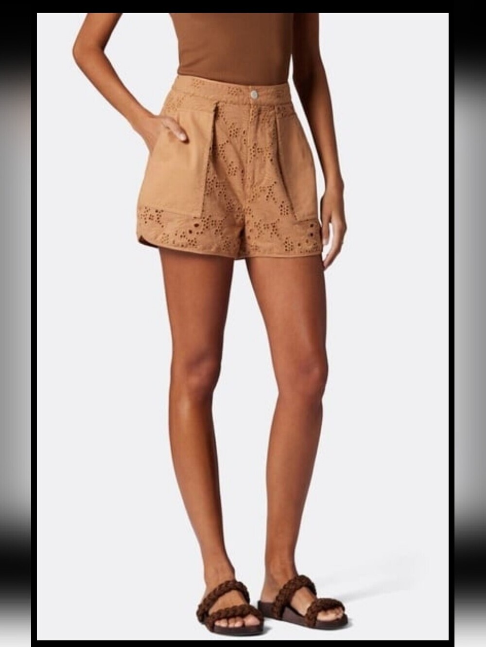 Joie Lawren Cotton Eyelet Utility Shorts - Orange/Indian Tan - Size 8 (EUC)